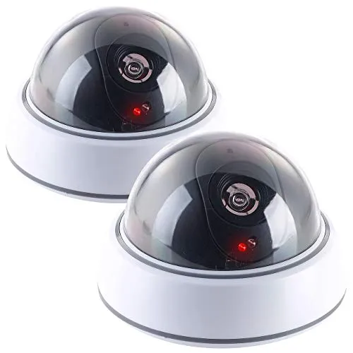 VisorTech Kamera Atrappe 2er-Set - Überwachungskamera Dummy-Attrappen mit blinkender LED zur Abschreckung von Eindringlingen, ideal für Büro und Garage. Flexibler Batteriebetrieb, inklusive Montagematerial.