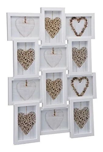 Spetebo Bilderrahmen weiß - Multirahmen für 12 Bilder 10x15 cm - Foto Galerie Collage Rahmen