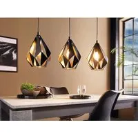 EGLO Pendelleuchte CARLTON 1 - Moderne Hängeleuchte in schwarz mit eckigem Design, ideal für stilvolle Wohnräume. 3-flammig, ohne Leuchtmittel, perfekt für individuelle Lichtgestaltung.