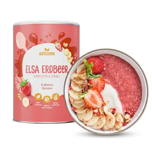 OATSOME® Elsa Erdbeer | Smoothie Bowl Mit Erdbeere & Banane | 100% Natürlich, Vegan & Ohne Zuckerzusatz + Zusatzstoffe | Einfache Zubereitung | Frühstück | Superfoods | Gefriertrocknung | 400g