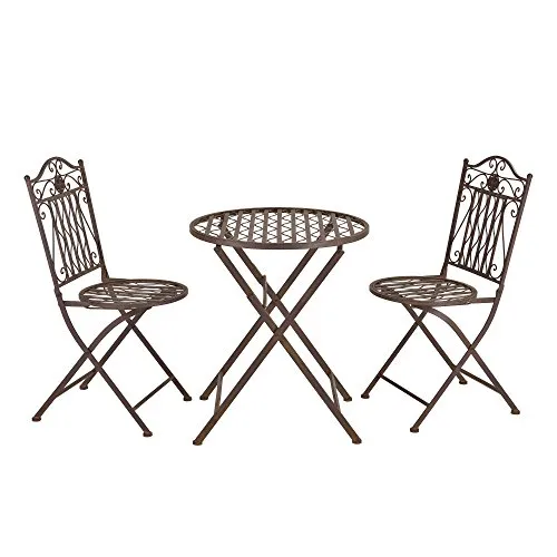 [en.casa] Bistroset Biella 3-teilig – Klappbares Balkonset mit 2 Stühlen und Tisch - Bistrosets für die Terrasse – Robust, klappbar und witterungsbeständig, ideal für kleine Außenbereiche und sorgt für stilvolles Ambiente.