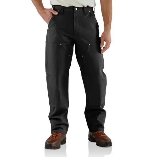 Carhartt Arbeitshose Duck Double Front schwarz W50/L30 - Wanderhosen aus 100% Baumwolle mit Hammerschlaufe und zwei Schrägtaschen, ideal für Handwerker und Outdoor-Aktivitäten.