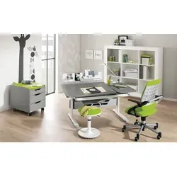 PAIDI Schülerschreibtisch Diego GT, grau - Kinderschreibtisch mit leicht verstellbarer Höhe und neigbarer Tischplatte für ergonomisches Arbeiten. Ideal für wachsende Schüler und hohe Qualität von PAIDI.