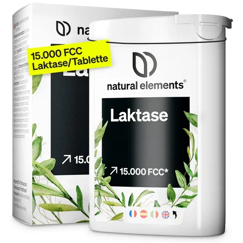 natural elements Laktase Tabletten 15.000 FCC – 100 Tabletten – hochdosiert - Hochdosierte Laktase Tabletten zur Unterstützung der Verdauung. Ideal für den Genuss von Milchprodukten ohne Beschwerden. Praktische 100 Tabletten für den täglichen Bedarf.