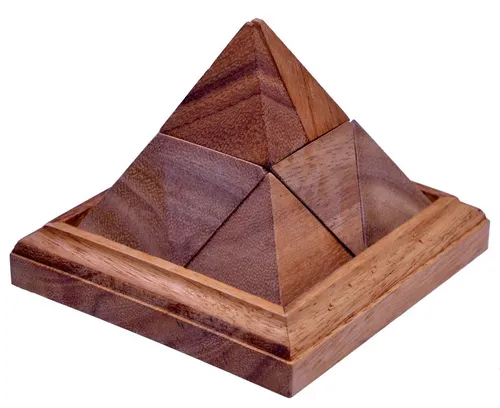 LOGOPLAY 3D-Puzzle Spitze Pyramide, Puzzleteile, Spitze Pyramide 3D Holzpuzzle mit 9 Bausteinen Knobelspiel im