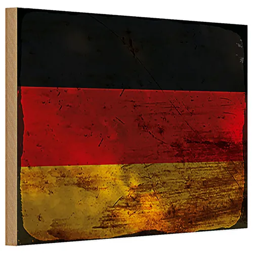 Holzschild Flagge Deutschland 30x20cm Flag Germany Rost