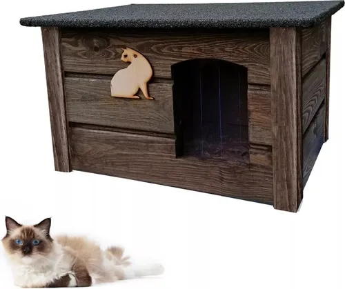 QLS Katzenhaus aus Holz 60x44 cm - Winterfest und Isoliert für Draußen - Katzenhöhlen & -häuser: Optimaler Winterschutz durch dreischichtige Wände und Thermo-Dach, ideal für kalte Temperaturen.