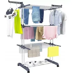ADGO® Cloth Drying Stand XXXL - Ergonomischer 3-Ebenen Wäscheständer - Wäscheständer mit XXXL-Kapazität, ideal für große Wäschemengen und schnelles Trocknen ohne Knitterfalten.