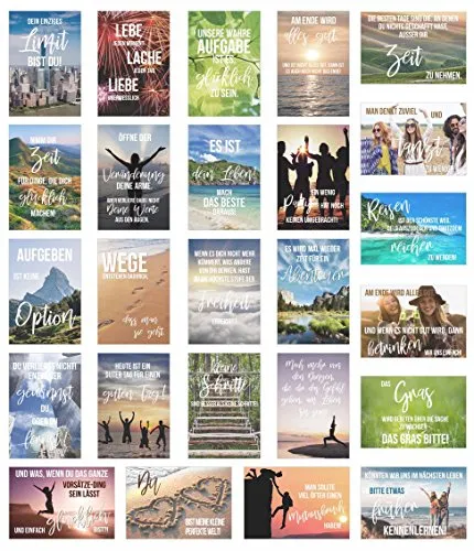 Edition Seidel Set 25 Postkarten Leben & Momente mit Sprüchen - Karten mit Spruch - Geschenk - Dekoidee, Liebe, Freundschaft, Leben, Motivation, Geburtstagskarten Bilder Bild Poster