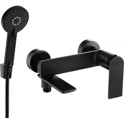 Mexen Zero R40 Wannenbatterie mit Brausegarnitur, Schwarz - Moderne Wannenbatterie mit Brausegarnitur in elegantem Schwarz, ideal für stilvolle Badezimmer und Komfort beim Duschen.
