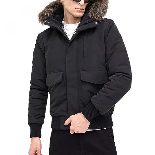 Superdry Herren Everest Bomber-Steppjacke mit Kapuze Tiefschwarz XXL