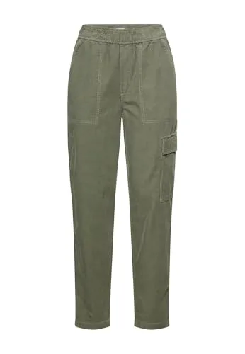 camel active Damen Cargo-Hose Graugrün - Bequeme Cargo-Hose aus reiner Baumwolle mit elastischem Bund und atmungsaktivem Material. Ideal für den Alltag, Loose Fit für optimalen Tragekomfort.
