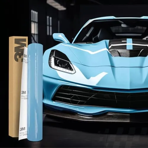 3M 2080 Car Wrapping Folie 30x152cm Selbstklebende Autofolie für Auto Motorrad Boot 3D Lackschutzfolie mit Luftkanälen zum Folieren (G77 Gloss Sky Blue)