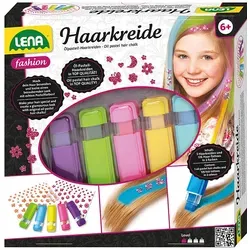 LENA Haarkreide, Faltschachtel - Spielzeug für kreative Kids: Set mit 5 bunten Haarkreiden für einfaches Färben von Haarsträhnen, ideal für Kinder ab 8 Jahren.