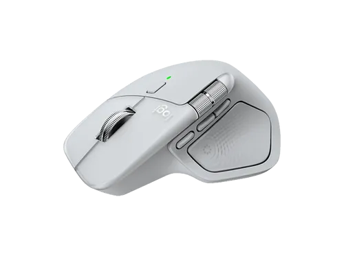 LOGITECH MX Master 4 für Mac - Ergonomische Maus in White Silver - Laptop Mäuse mit haptischem Feedback für präzise Kontrolle und eine ergonomische Form, die die Handbelastung reduziert. Erleben Sie leise Klicks und schnellen Zugriff auf Tools mit dem innovativen Actions Ring.