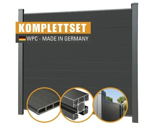Hauptelement kovalex Premium Startermodul Bausatz - Gartenzäune, anthrazitfarbener Verbundwerkstoff für langlebigen Sichtschutz und einfache Montage.