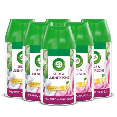 Air Wick Freshmatic Max Nachfüller – Seide und Lilienfrische - Raumspray Nachfüller für Air Wick Freshmatic Max, bietet langanhaltenden Duft bis zu 70 Tage und neutralisiert unangenehme Gerüche in Ihrem Zuhause.
