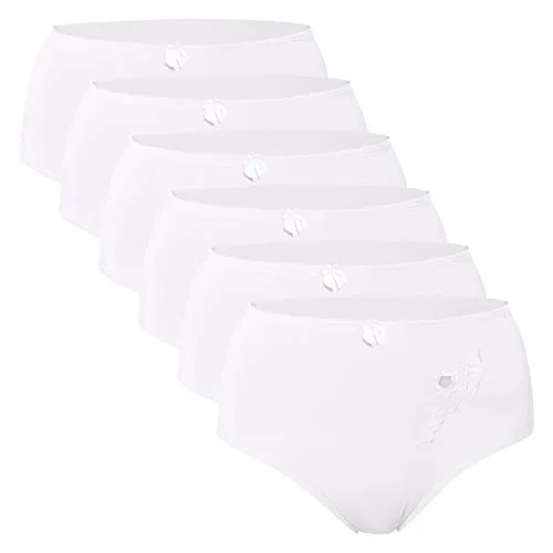 Celodoro Damen Taillenslip (6er Pack) - Komfortable Microfaser-Slips mit Stickerei - Funktionsunterwäsche mit hohem Tragekomfort, aus seidenweicher Mikrofaser und mit geschmackvoller Blümchen-Stickerei, ideal für jeden Anlass.