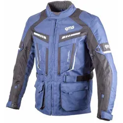 GMS Jacke Track Light blau-schwarz M - Motorradjacke mit AirVent-System für optimale Luftzirkulation und hohen Sicherheitsstandards. Herausnehmbare Protektoren und zahlreiche Taschen bieten Komfort und Schutz auf jeder Fahrt.