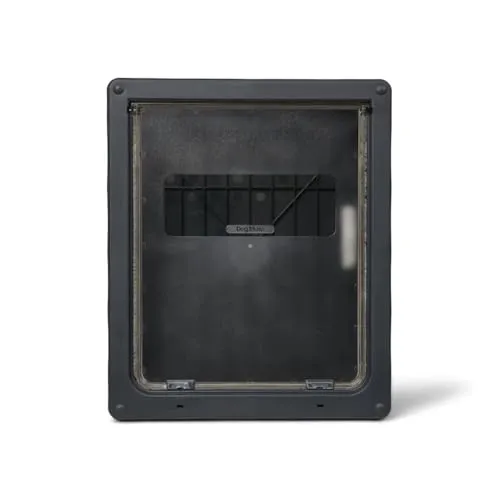Dog Mate Abschließbare Hundeklappe Groß (216G) – Klappe für große Hunde/Katzen, für UPVC, Wand & Holz. Sicheres Design für Haustiere, Grau
