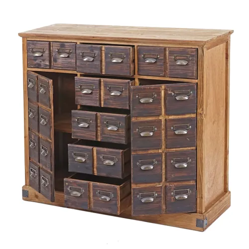 Apothekerkommode HWC-F33 aus massivem Tannenholz - Stilvolle Apothekerkommode mit 7 Schubladen und 2 Ablagefächern, aus robustem Tannenholz, ideal für Wohnzimmer oder Flur, komplett montiert geliefert.