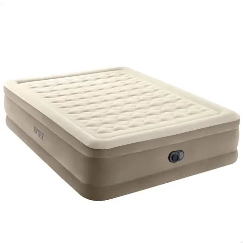 Intex Selbstaufblasendes Luftbett 152x203cm - Betten: Rechteckiges Luftbett mit verstellbarem Härtegrad und integrierter elektrischer Pumpe. Ideal für Gäste, komfortabel und wasserdicht.