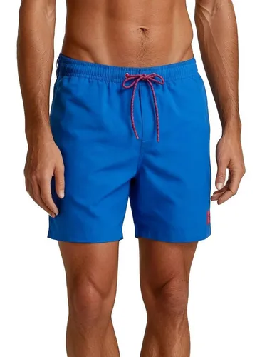 riverso Badehose Herren RIVDavid Regular Fit Blau - Herren-Bademode mit elastischem Bund und verstellbarem Kordelzug für optimalen Tragekomfort. Ideal für Schwimmen und Freizeitaktivitäten – erleben Sie das Hawaii-Feeling!