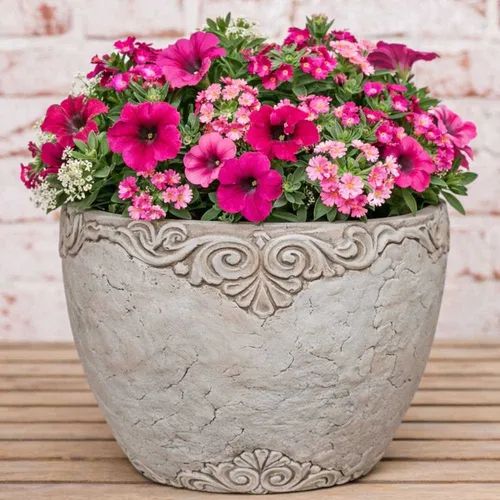 AltoBelli Blumentopf ADELINA Zement Antik Grau Patina 18x17 cm