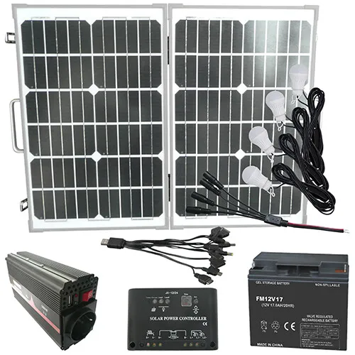 MAUK LED Solar Beleuchtungsset 50W mit Akku - Garten- & Terrassenfackeln: Effizientes Solar Beleuchtungsset mit 50W LED, ideal für Camping und Außenbereiche, inklusive leistungsstarkem 12V 17Ah Akku.