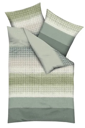 Bettwäsche KAEPPEL "Quinto", grün, 2-teilig aus Mako-Satin - Bettwäsche-Sets aus 100% Baumwolle mit gemustertem Design, waschbar bis 60°C und mit praktischem Reißverschluss für einfachen Bezugwechsel.