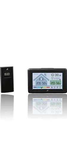 Auriol Funk-Wetterstation mit Schimmelalarm - Wetterstation mit Temperatur- und Feuchtigkeitsanzeige, Schimmelalarm und kabellosem Außensensor für optimale Raumklima-Überwachung, ideal für Zuhause, Garten oder Büro.