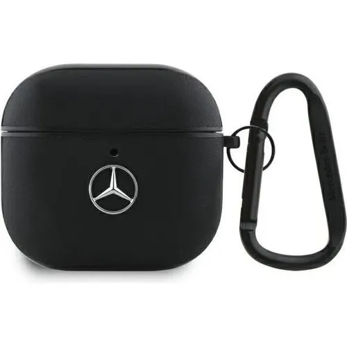 Mercedes MEA4CSLBK Apple AirPods 4 Hülle schwarz - Luxus & Schutz - Kopfhörer-Zubehör mit edlem Leder und robustem Metall-Logo für perfekten Schutz und stilvolles Design. Limitierte Auflage für exklusive Ansprüche.