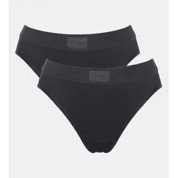 sloggi Tai-Slip Double Comfort T (2er Pack) – Hoher Beinausschnitt, Schwarz, Größe 40 - Bequeme Unterwäsche für den Alltag: Der elastische, nahtlose Bund und der hohe Beinausschnitt sorgen für optimalen Sitz und hohen Tragekomfort. Pflegeleicht und maschinenwaschbar.