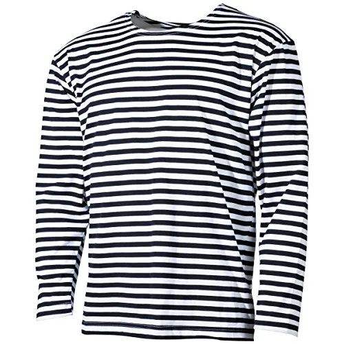 MFH Langarmshirt Marine Shirt in Weiß-Blau, XXXL - Sportliches Langarmshirt aus 100% Baumwolle, ideal für den Sommer. Bequem und vielseitig für jeden Anlass, mit normalem Schnitt und lässigem Design.