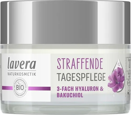 lavera Straffende Tagespflege 3-Fach Hyaluron & Bakuchiol 50 ml - Tagescreme für straffere Haut mit 3-fach Hyaluron und Bakuchiol. Spendet intensive Feuchtigkeit, mindert Falten und unterstützt das hauteigene Kollagensystem.