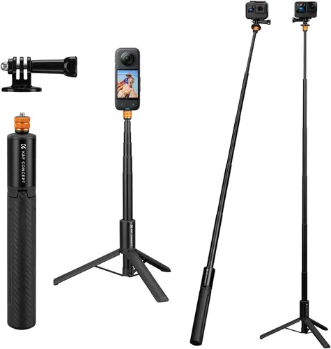 K&F CONCEPT MS21 Selfie Stick Stativ – Flexibel & Tragbar - 2-in-1 Selfie Stick Stativ für Insta 360 und Action-Kameras. Ausziehbar bis 120 cm, kompakt auf 24 cm. Ideal für kreative Aufnahmen mit stabiler Struktur und rutschfestem Stand.