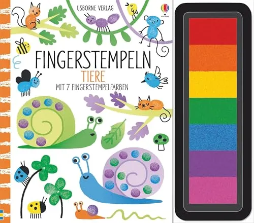 Fingerstempeln: Tiere - Kreativer Stempelspaß mit 7 Farben - Grundbegriffe für Kinder: Fördert die Kreativität und Motorik durch vielfältige Fingerstempelfarben für tierische Kunstwerke.