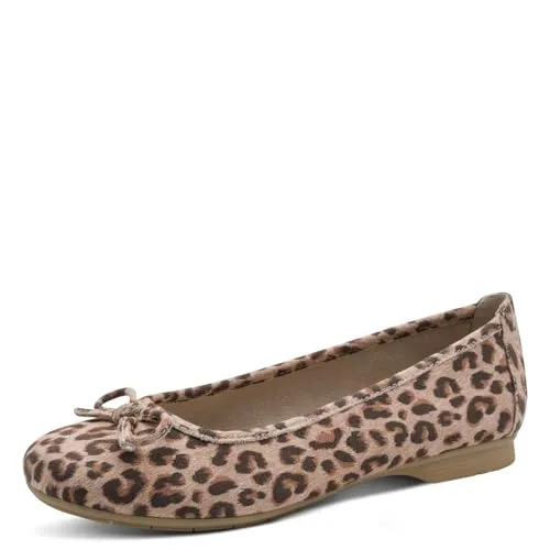 Jana Damen Ballerinas Elegant Vegan, Mehrfarbig (Leopard), 41 EU - Hausschuhe mit optimaler Passform für breite Füße, 100% vegan und vielseitig kombinierbar – ideal für Alltag und besondere Anlässe.