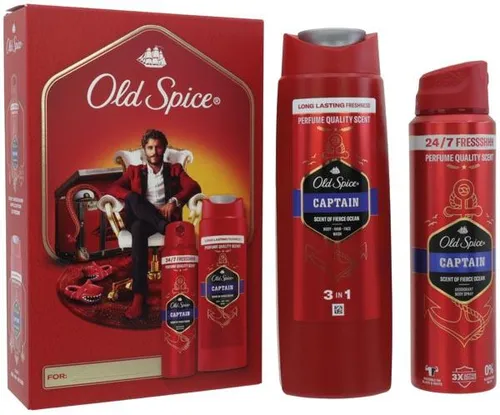 Old Spice Geschenkset Gentlemen Captain: Deo & Duschgel Set - SEIFE & DESINFEKTIONSMITTEL – Erlebe 24/7 Frische mit dem eleganten Geschenkset für den selbstbewussten Mann.