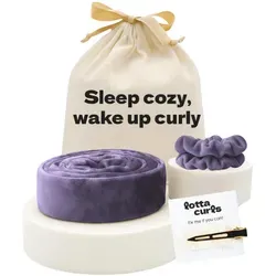 Lotta Curls Lockenband Set Bright Violet - Zaubere voluminöse Locken ohne Hitze! Mit unserem Lockenband-Set für haarschonendes Styling über Nacht. Ideal für schulterlanges Haar, inkl. Haarclip, Scrunchies und Aufbewahrungsbeutel.