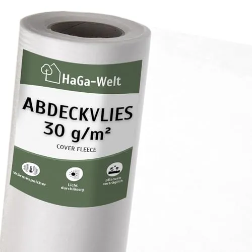 HaGa Abdeckvlies 30g/m² - Atmungsaktives Frostschutzvlies für Hochbeete - Optimaler Frostschutz für Pflanzen: Das hochwertige Abdeckvlies speichert Wärme und sorgt für ein ideales Wachstumsklima. Robust und langlebig, perfekt für Hochbeete und vielseitige Anwendungen im Garten.