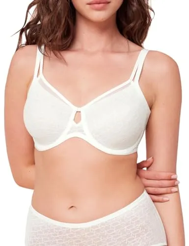 Triumph BH Signature Sheer W01 EX Weiß E 85 Damen - Funktionsunterwäsche - Eleganter Minimizer-Bügel-BH mit hervorragendem Komfort und stilvollem transparentem Design, das die Büste optisch verkleinert und gleichzeitig optimalen Halt bietet.