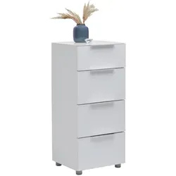 Voleo Kommode, Weiß Hochglanz, Metall, 4 Schublade(n) Schubladen, 45.3x99.3x40 cm, Typenauswahl, Beimöbel erhältlich, stehend, Wohnzimmer, Kommoden & Sideboards, Kommoden