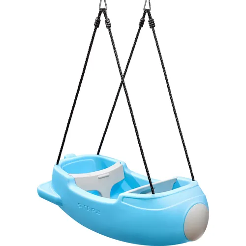 Step2 Rocket Swing Schaukel in Blau - Doppelschaukel für Kinder - Schaukeln in Raketenform für fantasievolles Spielen! Mit doppelwandiger Konstruktion und verstellbaren Beckengurten für sichere Abenteuer. Ideal für Kinder von 9 Monaten bis 10 Jahren.