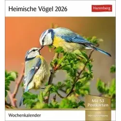 Heimische Vögel Postkartenkalender 2026 - Wochenkalender mit 53 Postkarten