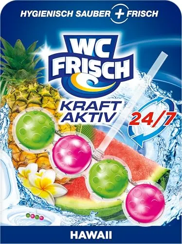 WC FRISCH Kraft Aktiv Duftspüler Hawaii (150 g), WC Reiniger für Reinigung bei jeder Spülung, Duftsteine für langanhaltend frischen Duft, + 50 Prozent Anti-Kalk Effekt*