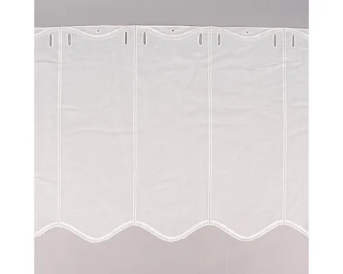 SCHÖNER LEBEN. Meterware Scheibengardine nähfrei Stickerei Leinenlook ecru 45cm, leicht perforiert, Stickerei/Stickstoff, bestickt, pflegeleicht