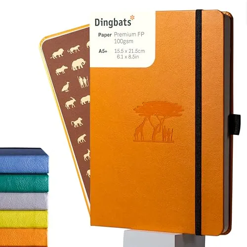 Dingbats* - Earth Gepunktetes A5 Medium Notizbuch, Tangerine Serengeti - Hardcover - Creme 100 g/m² tintenfestes Papier - Nummerierte Seiten, Index & Schlüsselseiten