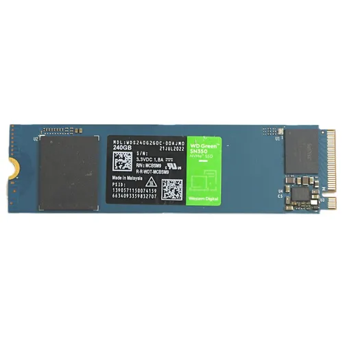 WD Green SN350 NVMe SSD 240GB - Interne SSD mit M.2 Schnittstelle, stoßfest und mit einer Lesegeschwindigkeit von bis zu 2400MB/s – ideal für leistungsstarke Anwendungen.