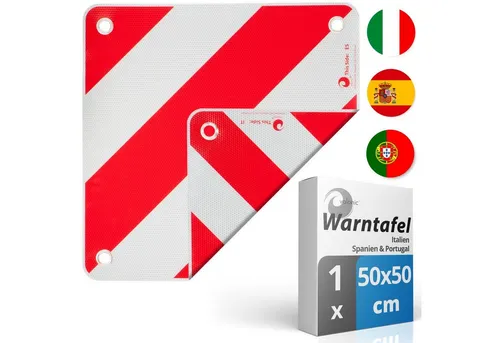 valonic Premium Warntafel - 3in1 für Italien, Spanien und Portugal - Autozubehör mit reflektierenden Streifen für maximale Sichtbarkeit und Sicherheit beim Transport von Fahrrädern und Anhängern.